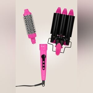 Luxe + Willow 2-in-1 Thermal Brush & Triple Barrel Waver Set NWT in Box